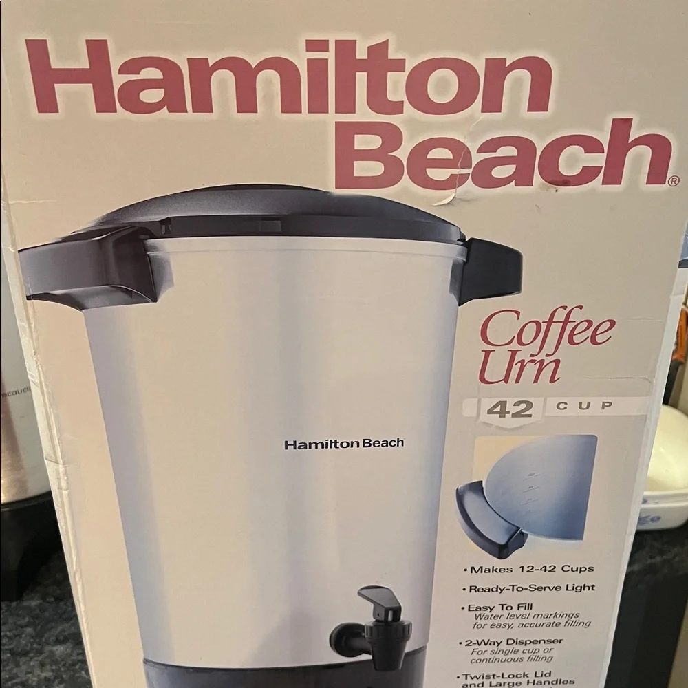 Hamilton Beach 12- 42 cup urn. Stainless with twist top. Used once or twice.